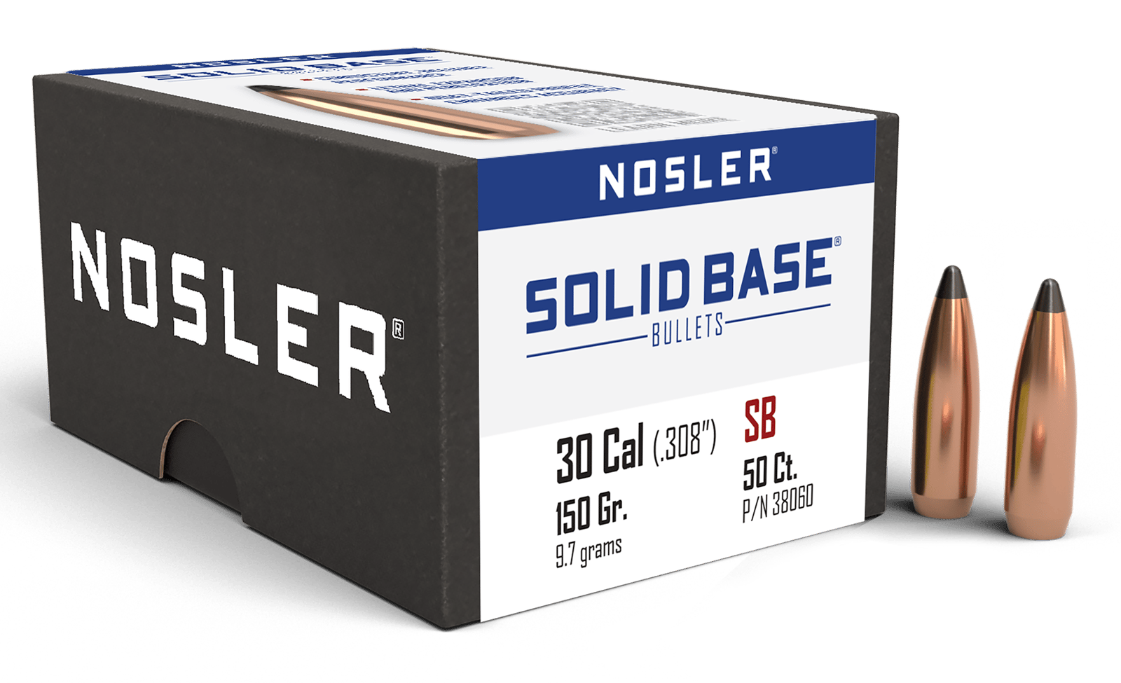 Nosler 38060 Solid Base  30Cal 150gr Soft Point 50CT