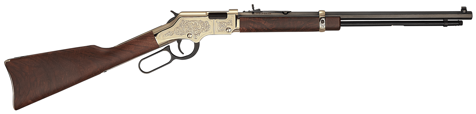 Henry H004D4 Golden Boy Deluxe 4th Edition 22 Short, 22 Long or 22 LR, 16 LR/21 Short Capacity, 20" Blued Octagon Barrel, Engraved Brasslite Rec, American Walnut Stock, Ad. Buckhorn Sights
