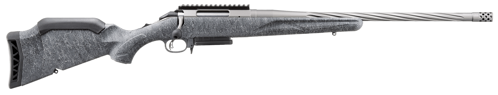 Ruger 46917 American II  Full Size 7mm PRC 3+1 20" Cobalt Cerakote Spiral Fluted Threaded Barrel & Alloy Steel Receiver w/Picatinny Rail, Gray Splatter Adj LOP Synthetic Stock