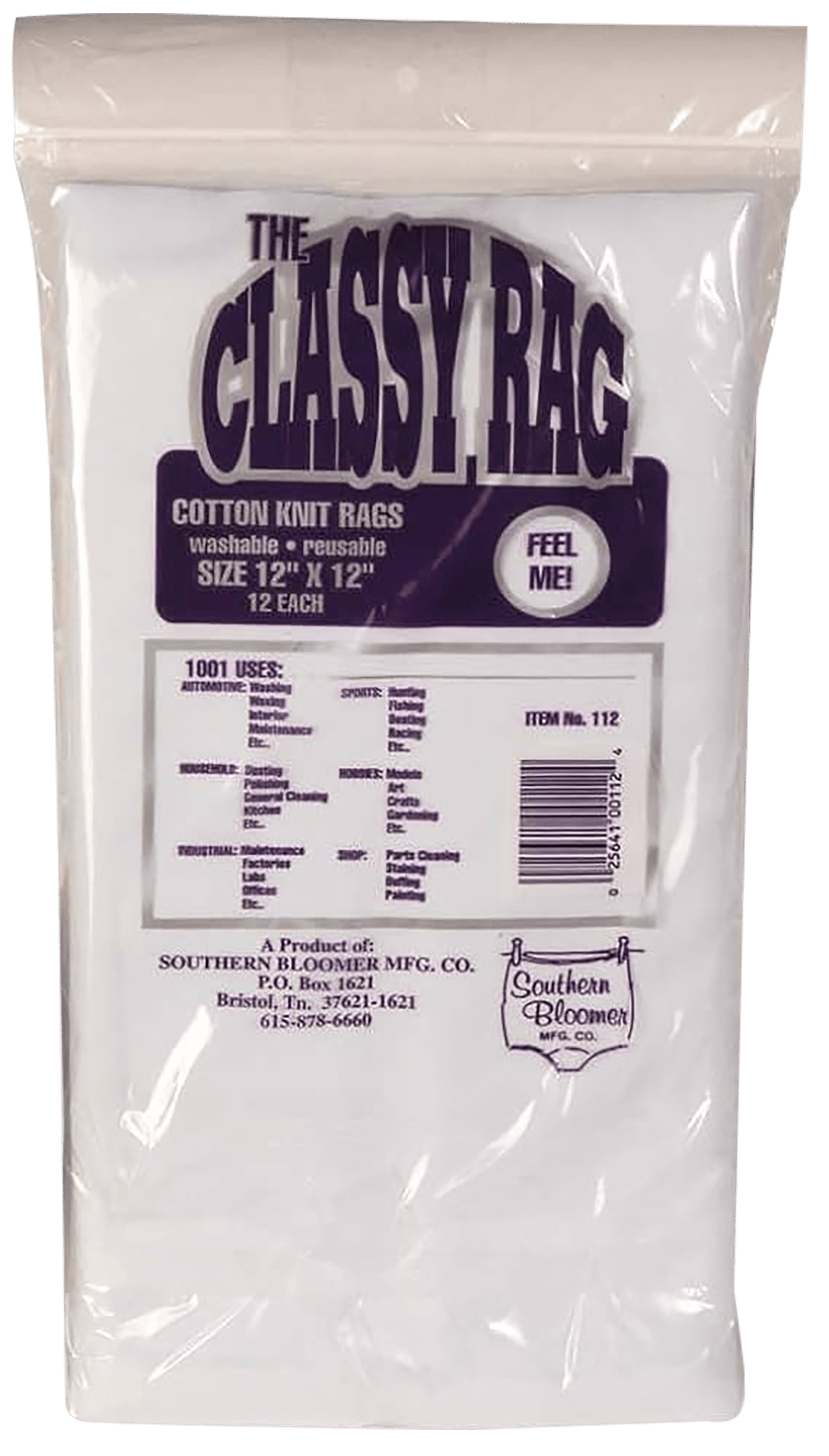Southern Bloomer 112 Cleaning Patches  Cotton 12" x 12" 12 Per Bag