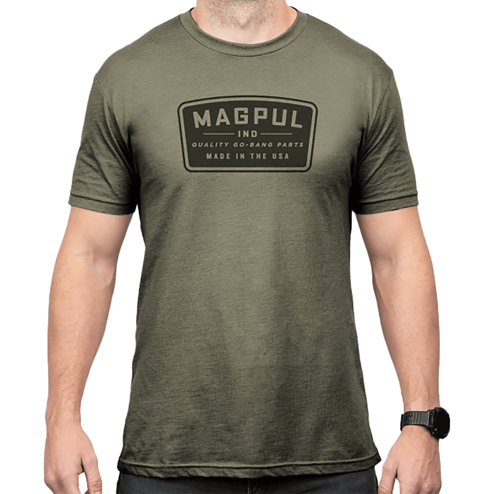 Magpul MAG1526-316-L Go Bang Parts  Olive Drab Heather Cotton/Polyester Short Sleeve Large