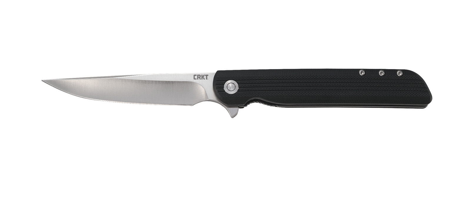 CRKT 3810 LCK +  Large 3.62" Folding Drop Point Plain Satin 8Cr13MoV SS Blade/ Black GRN Handle Includes Pocket Clip