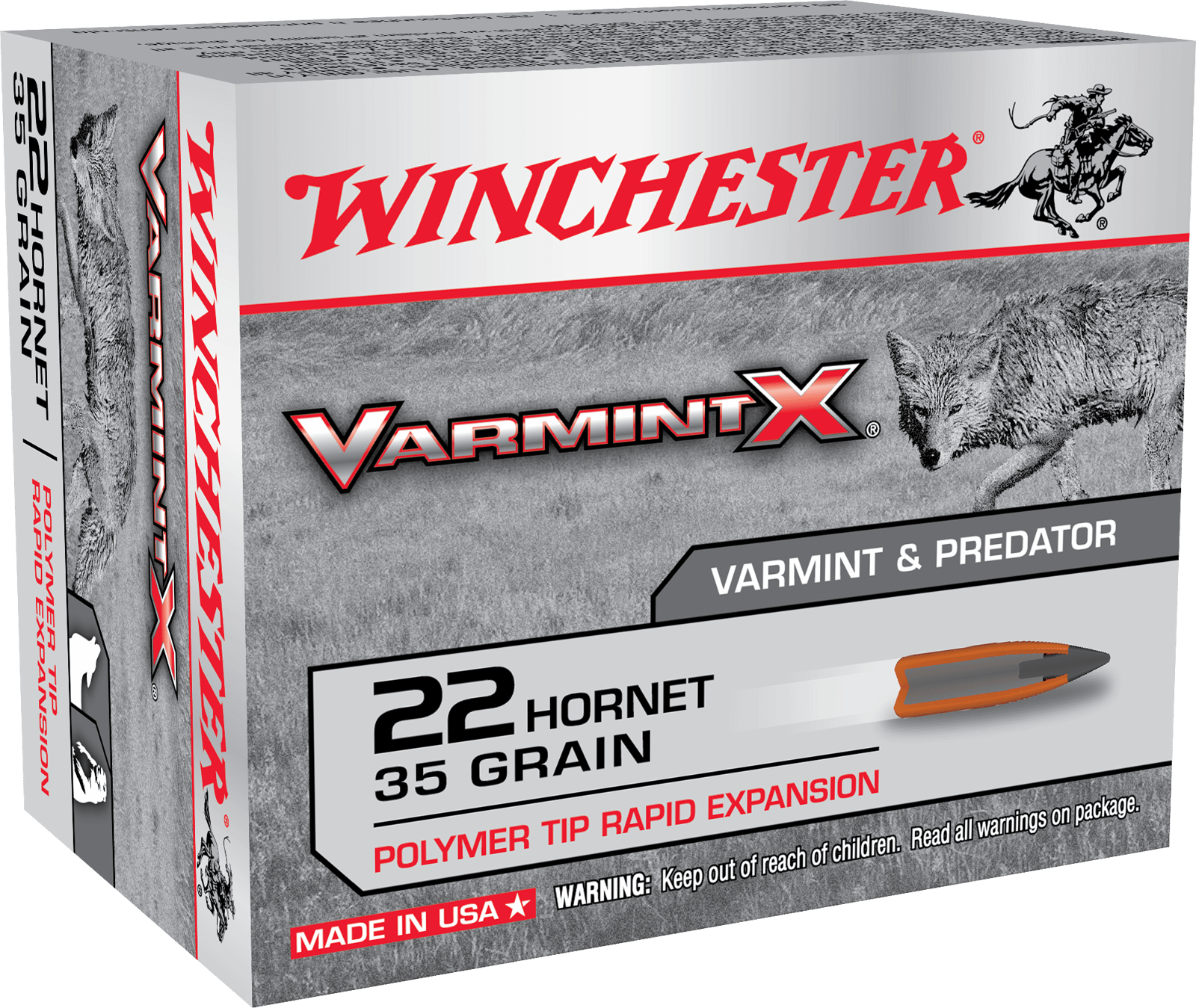 Winchester Ammo X22P Varmint X  22Hornet 35gr Polymer Tip Rapid Expansion 20 Per Box/10 Case