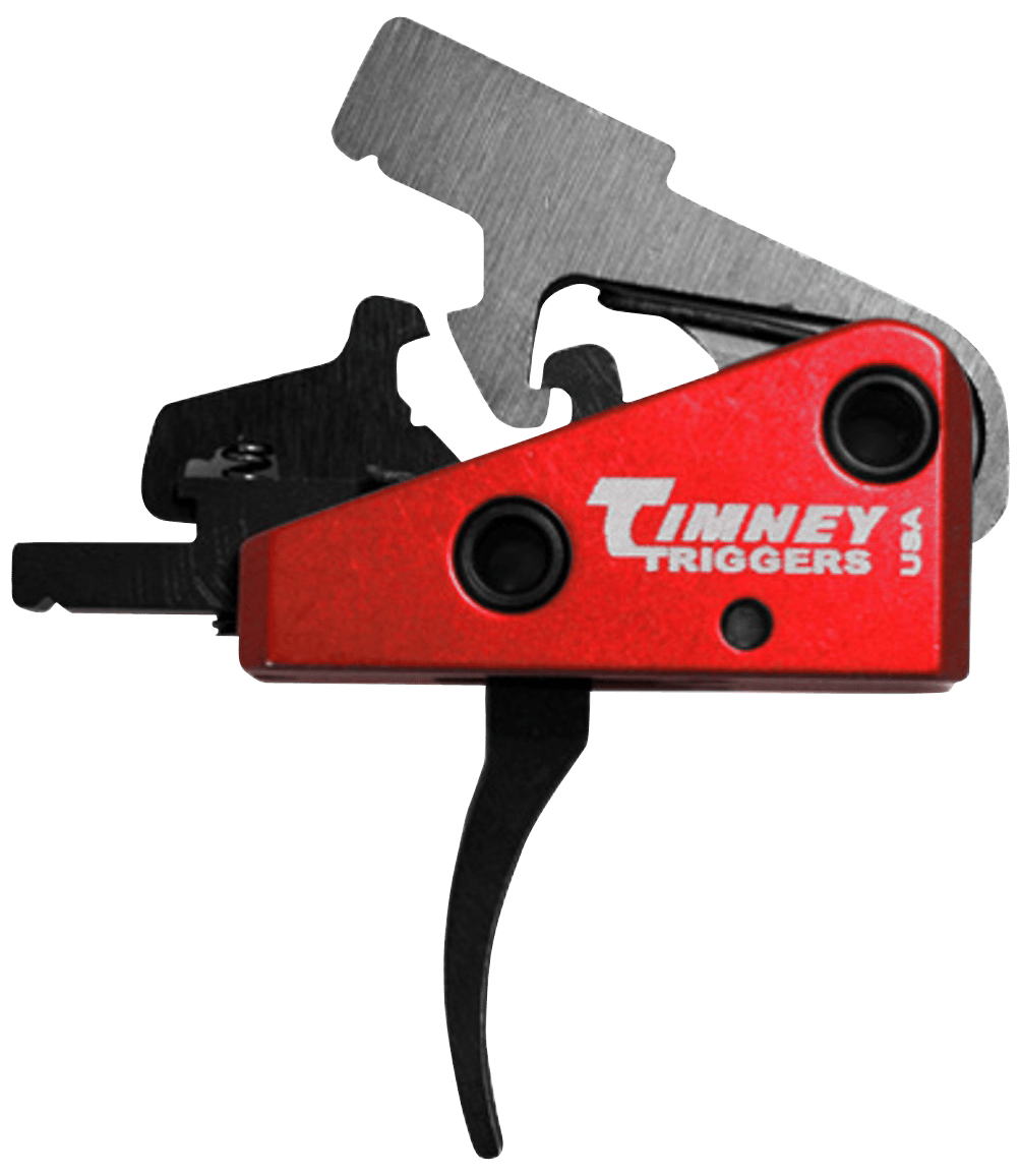 Timney Triggers 662S Targa Short Trigger  Two-Stage Curved Trigger with 2 lbs Draw Weight & Black/Red Finish for AR-Platform