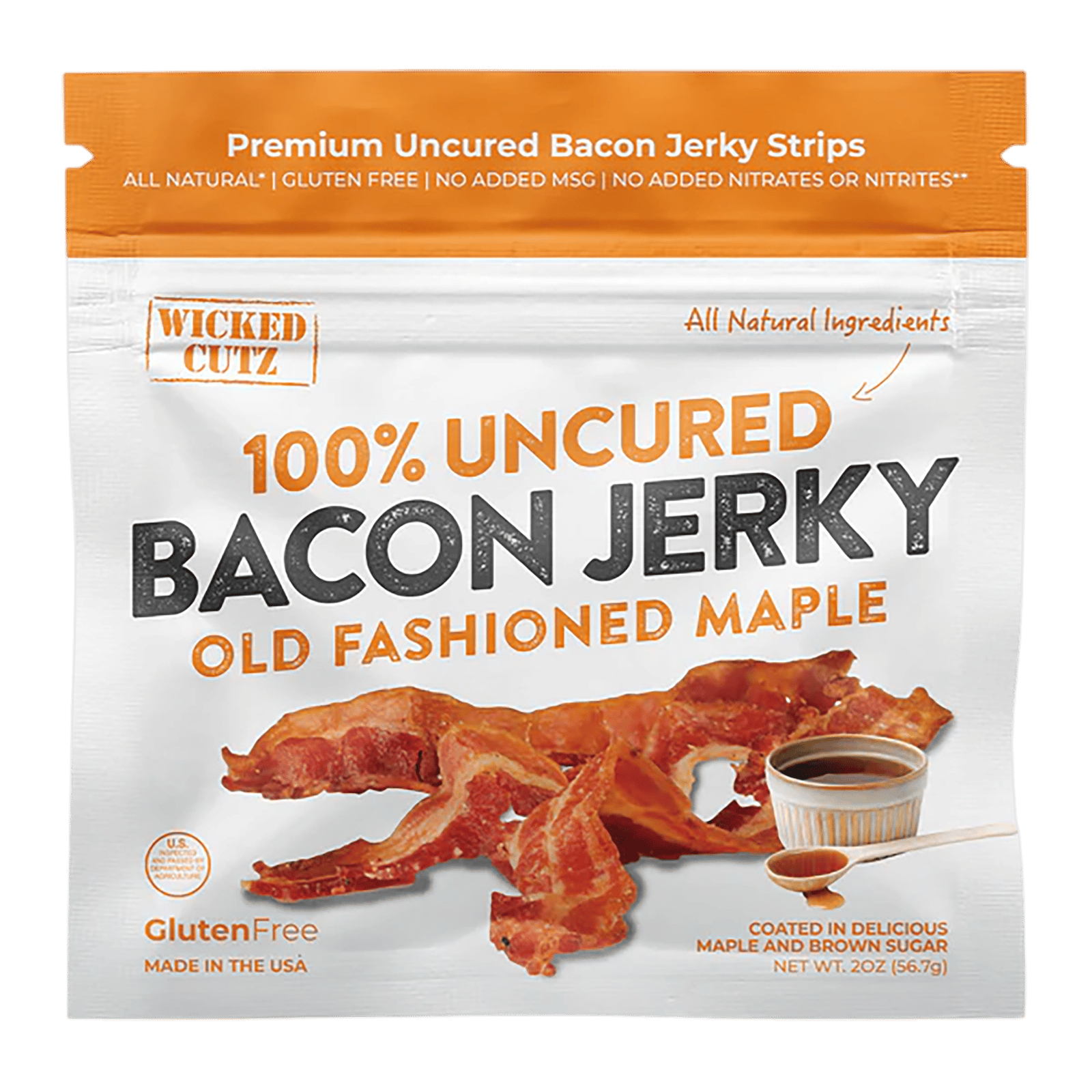 Wicked Cutz WCPJ02MA Old Fashioned Maple Bacon Jerky 2 Servings 10 Pack
