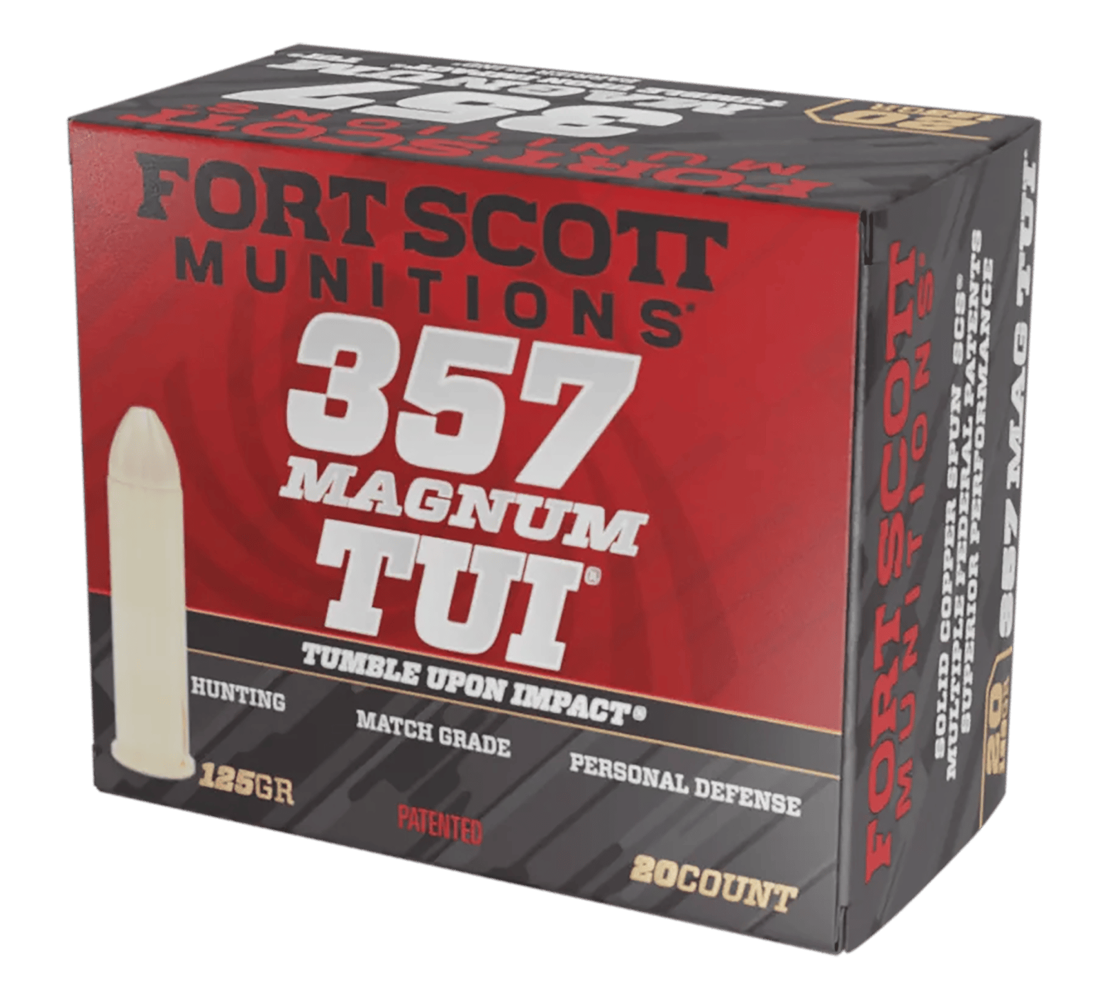 Fort Scott Munitions 357MAG125SCV Tumble Upon Impact (TUI)  357Mag 125gr Solid Copper Spun 20 Per Box/25 Case