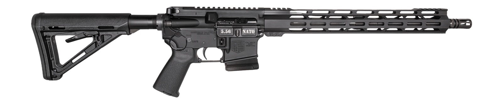 Diamondback DB1790K005 DB15 *CA Compliant 5.56 NATO 10+1 16" Black Nitride Barrel, Black Hardcoat Anodize Aluminum Receiver w/Picatinny Rail, M-LOK Handguard, Magpul MOE Polymer Brace & Magpul Black G