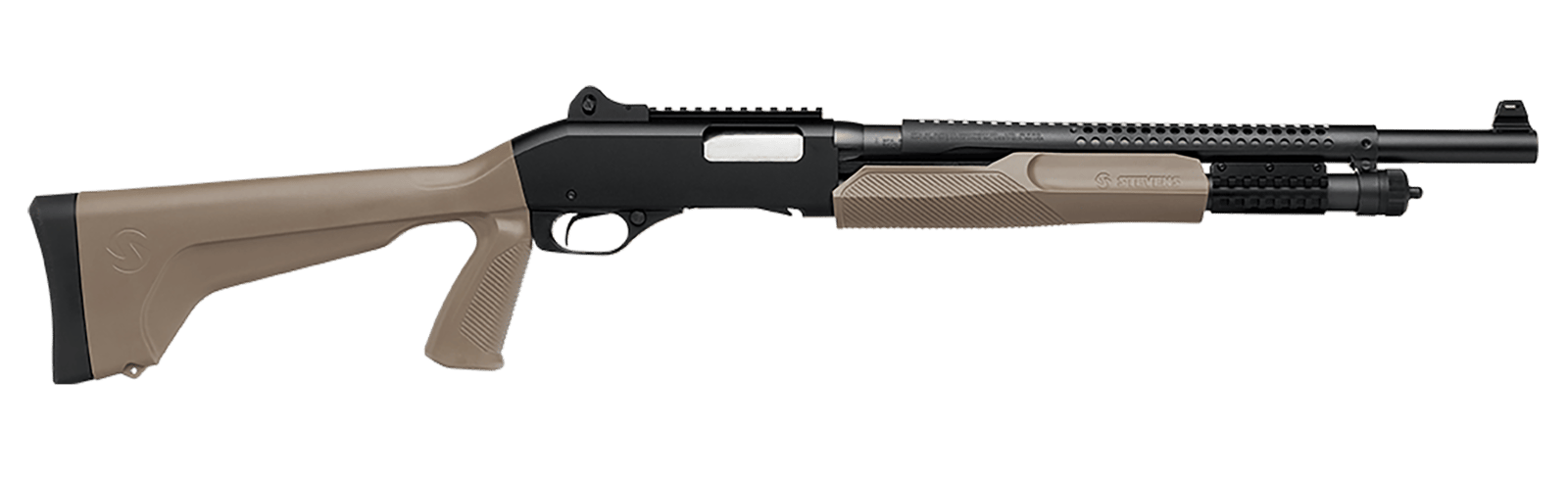 Stevens 19468 320 Security 12 Gauge Pump 5+1 18.50" Matte Black Heat Shield Barrel, Picatinny Rail Receiver, Bottom Picatinny Rail, Tactical w/Pistol Grip Flat Dark Earth Synthetic Stock, Ambidextrous