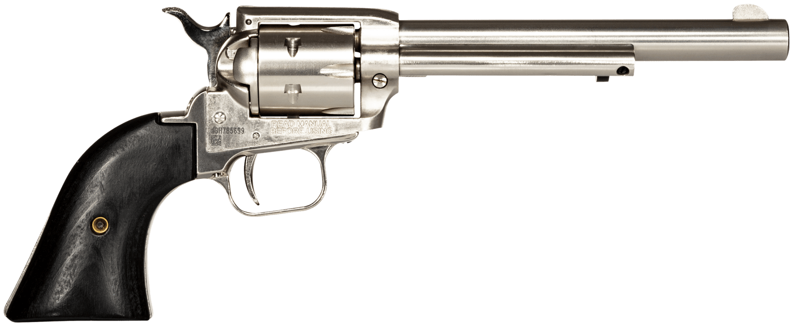 Heritage Mfg RR22NI6BW Rough Rider  22 LR 6rd 6.50" Nickel Steel Barrel, Nickel Aluminum Frame, Matte Nickel Cylinder, Black Laminate Grip, Hammer/Thumb Safety, Exposed Hammer