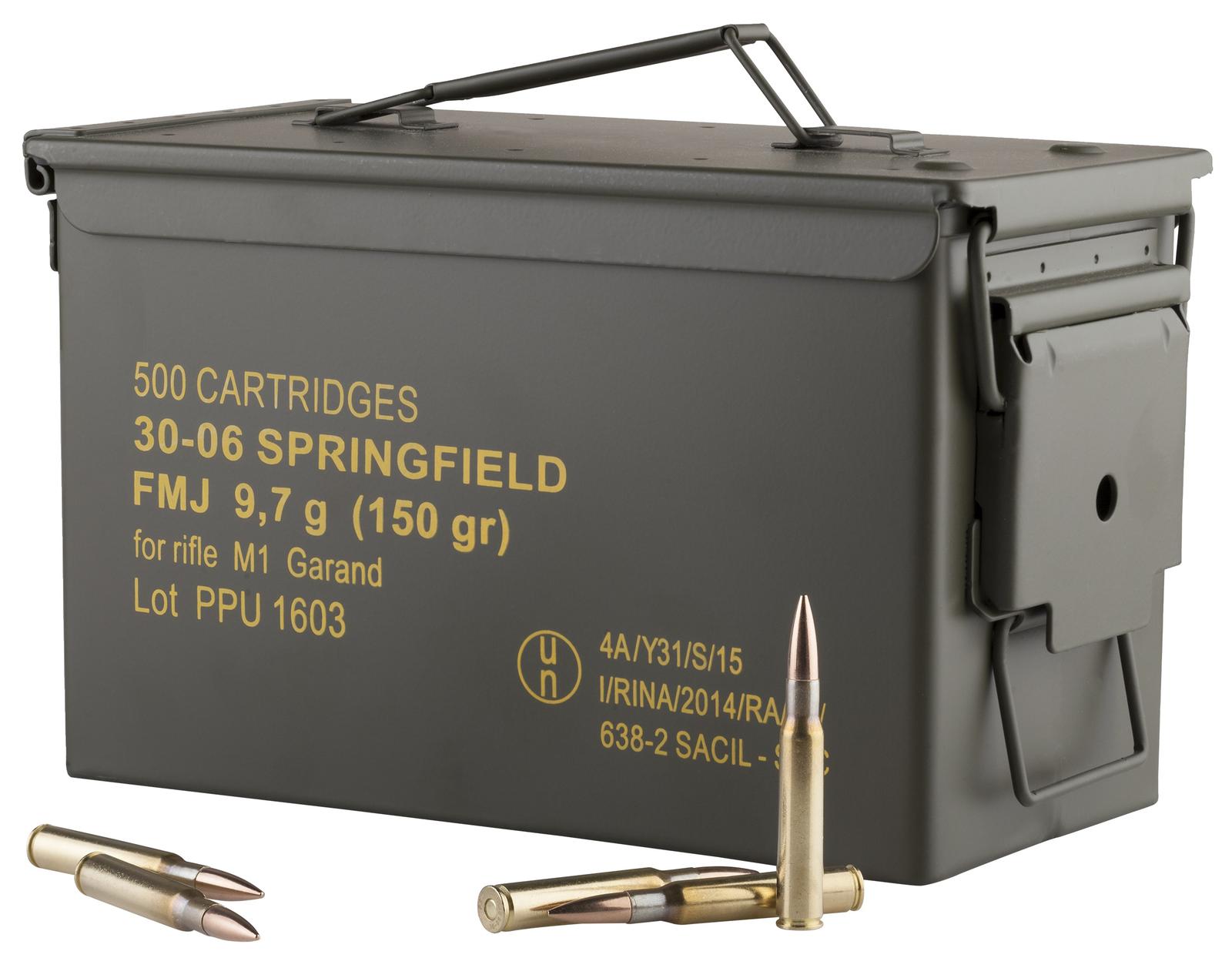 PPU PP3006GMC Standard Rifle  30-06Springfield 150gr Full Metal Jacket/500rds *Sold by Case *Includes Metal Can