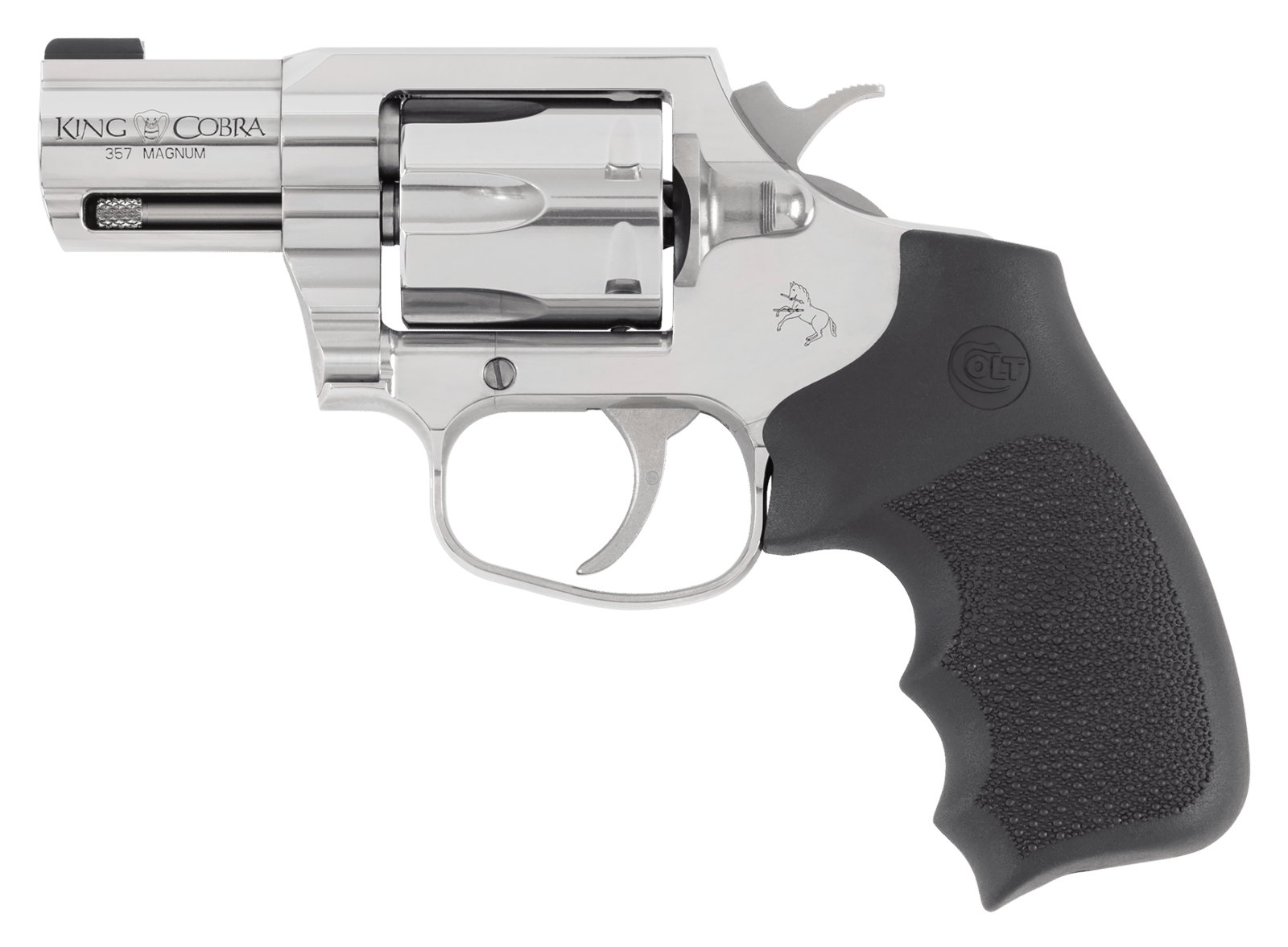 Colt Mfg KCOBRASB2RBBS King Cobra  357 Mag 6rd Shot 2" Stainless Steel Barrel, Cylinder & Frame, Black Hogue Overmolded Grip, Exposed Hammer, DA/SA