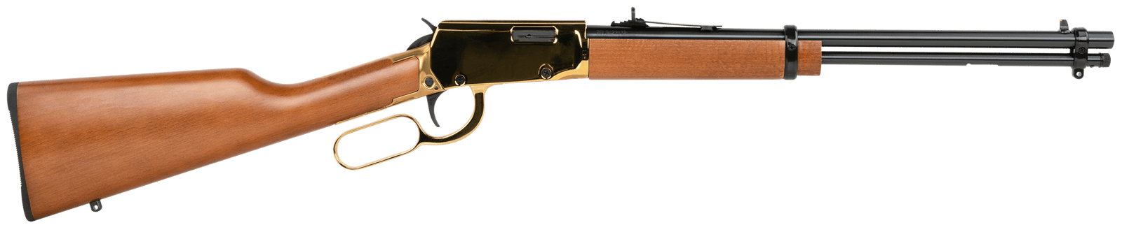 Rossi RL22181WD-GLD1 Rio Bravo  22 LR 15+1 18" Polished Black Barrel, Gold Metal Rec, Hardwood Furniture