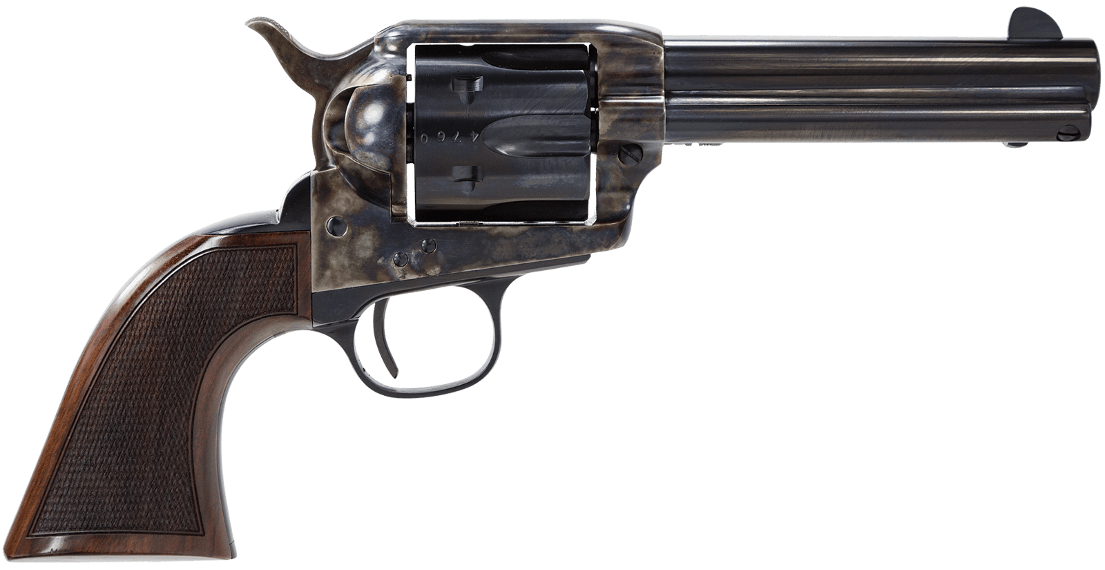 Taylors & Company 4107DE Smoke Wagon Deluxe 357 Mag 6rd 4.75" Blued Cylinder & Barrel Color Case Hardened Steel Frame Checkered Walnut Grip (Taylor Tuned)