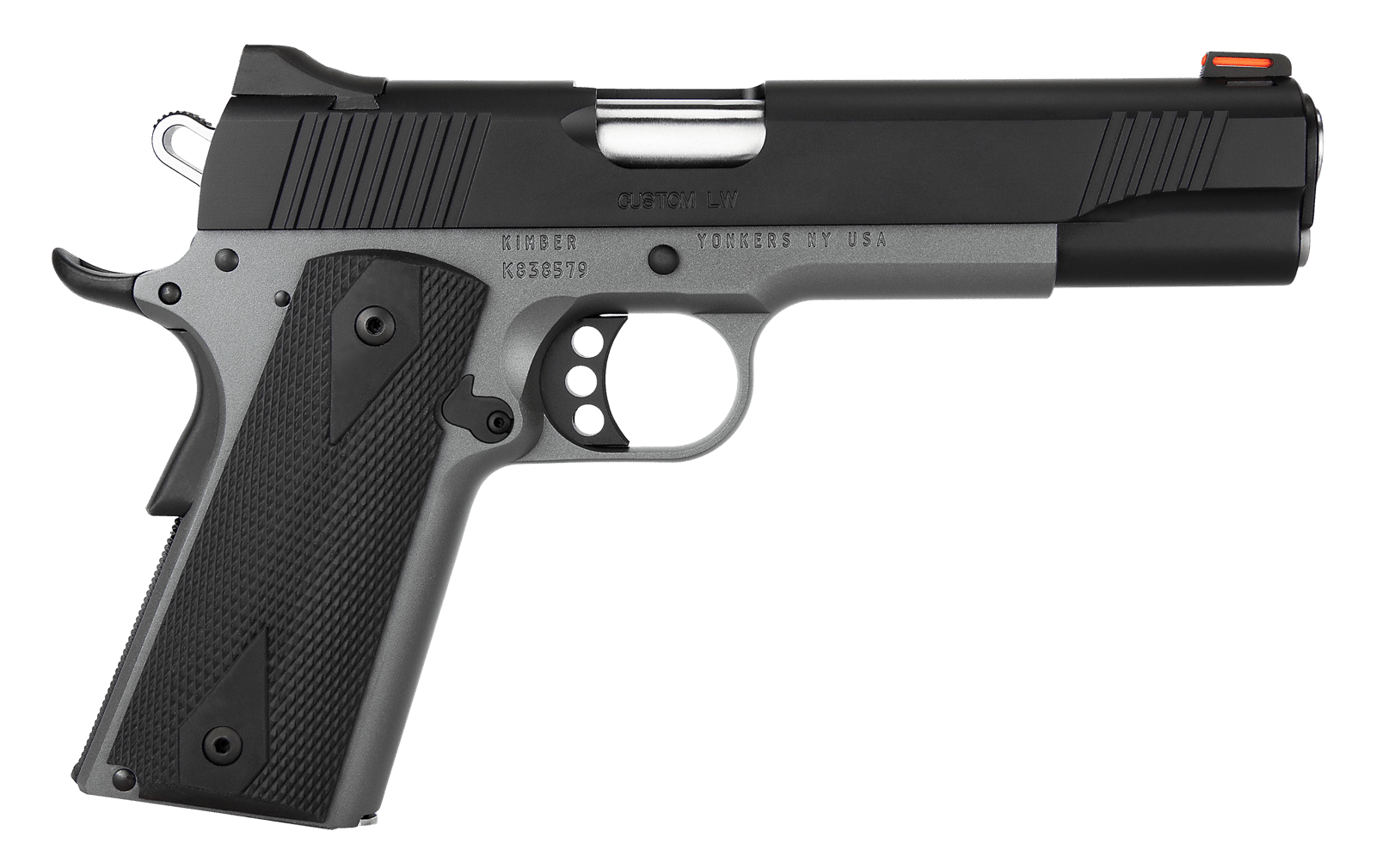Kimber Mfg.,inc 3700693CA Custom LW Shadow Ghost (MA) 45 ACP 8+1 5" KimPro Black Stainless Steel Slide Double-Diamond Checkered Rubber Grip
