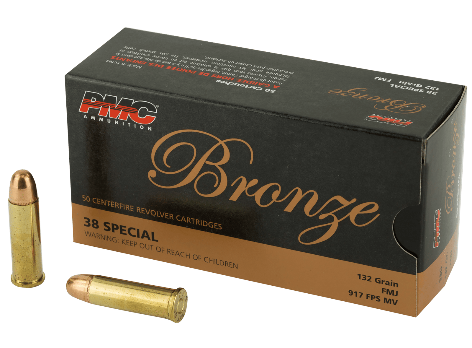 PMC 38G Bronze  38Special 132gr Full Metal Jacket 50 Per Box/20 Case