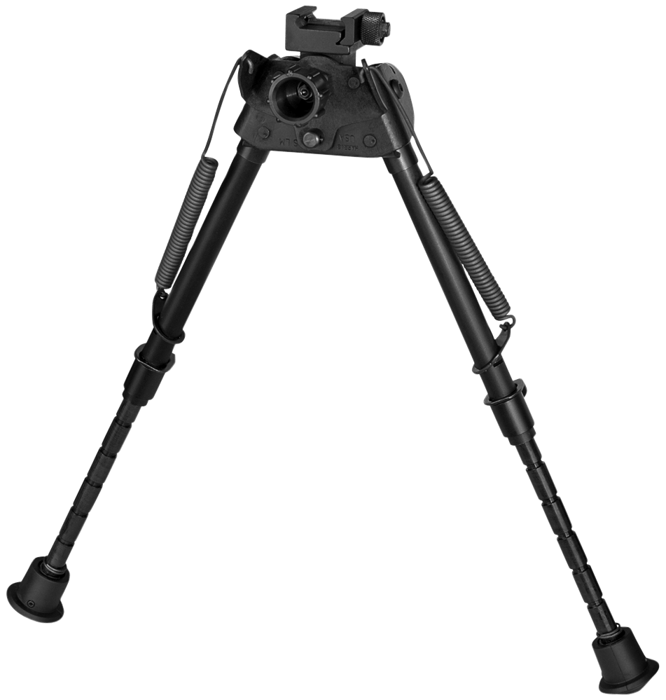 Harris Bipods S-LMP Swivel L Picatinny, 9-13", Black Steel/Aluminum, Notched Legs, Rubber Feet