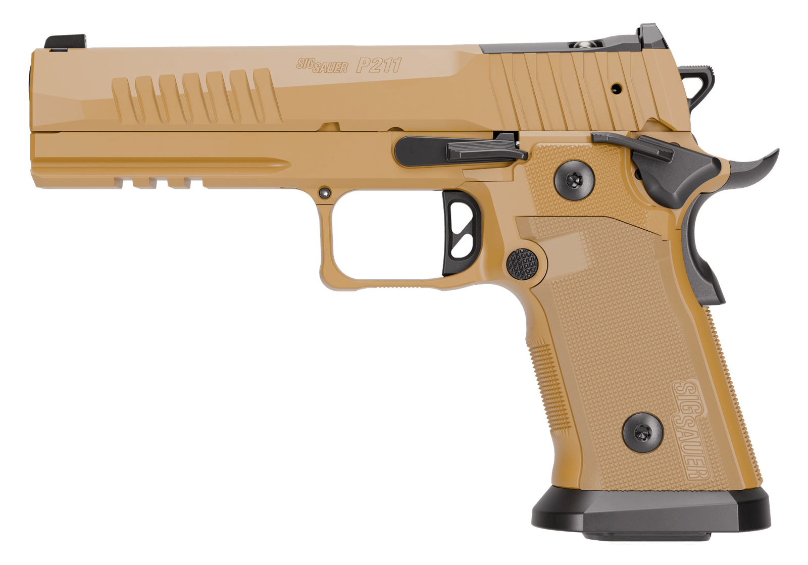 Sig Sauer 211F9GT5COY P211 GT5 Full Size 9mm Luger 21+1 5" Black Barrel, Coyote Cerakote Stainless Steel Optic Ready/Serrated Slide &  Frame w/Beavertail & Picatinny Rail, G10 Grip Panels, SIGLOC-PRO