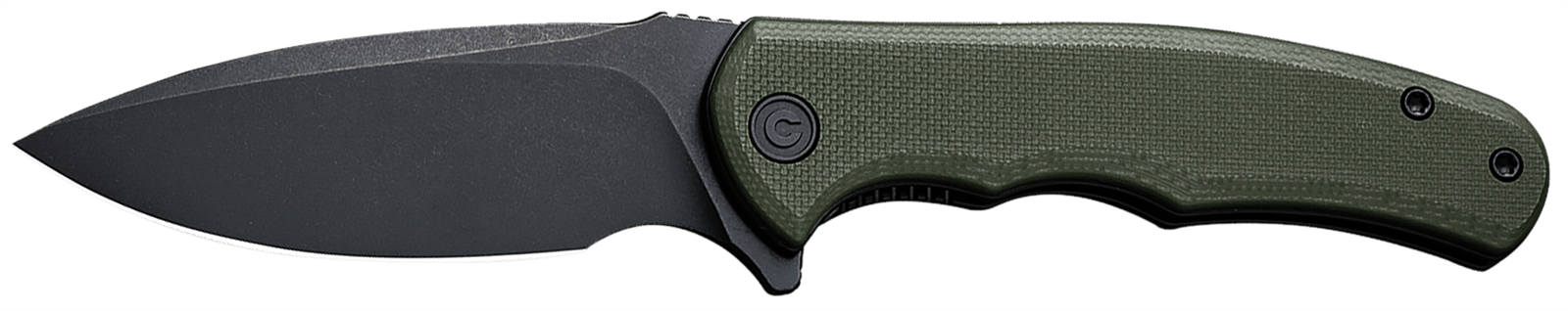 Civivi Knives C18026C-1 Praxis  Mini 2.98" Folding Drop Point Plain Black Stonewashed D2 Steel Blade, OD Green Textured G10 Handle