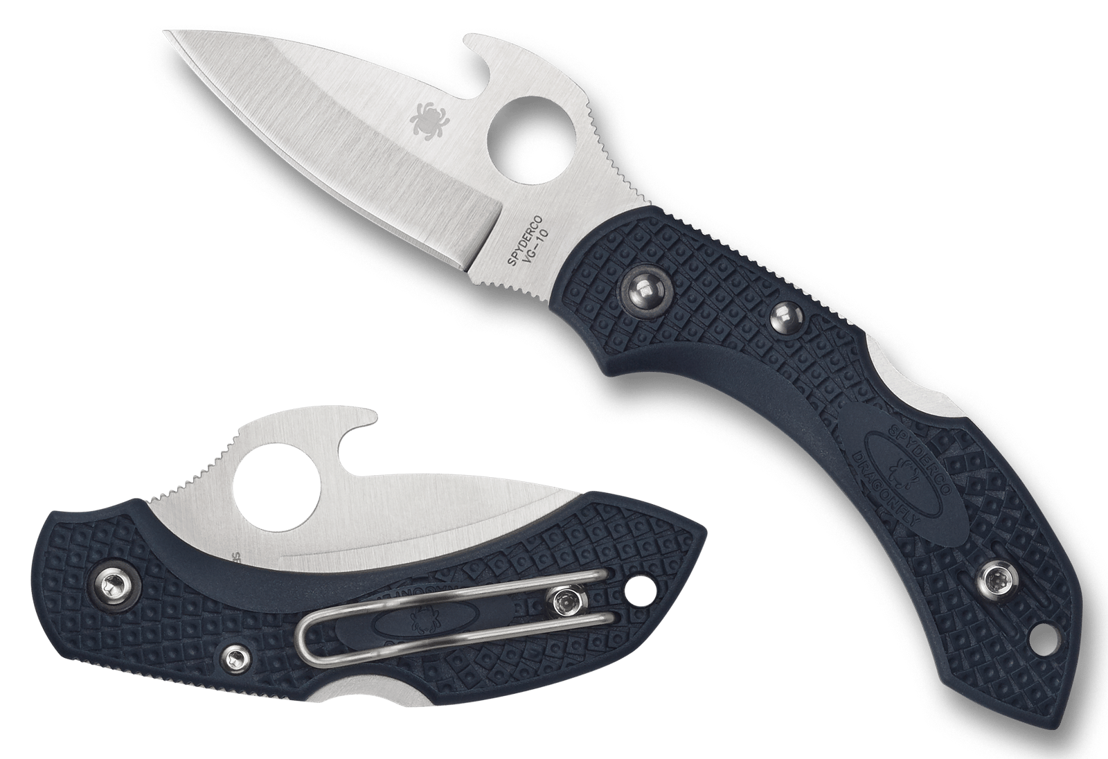 Spyderco C28PGYW2 Dragonfly 2  2.28" Folding Drop Point Plain VG-10 SS Blade Gray Bi-Directional Texturing FRN Handle Includes Pocket Clip