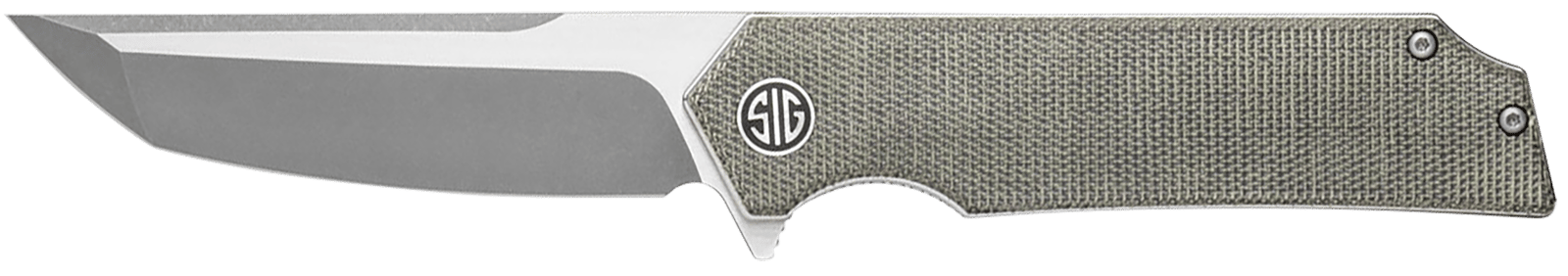 Sig Sauer Knives TS8SG Tsuru  3.30" Folding Tanto Plain Satin 154CM SS Blade, 4.20" Green Canvas Micarta Handle