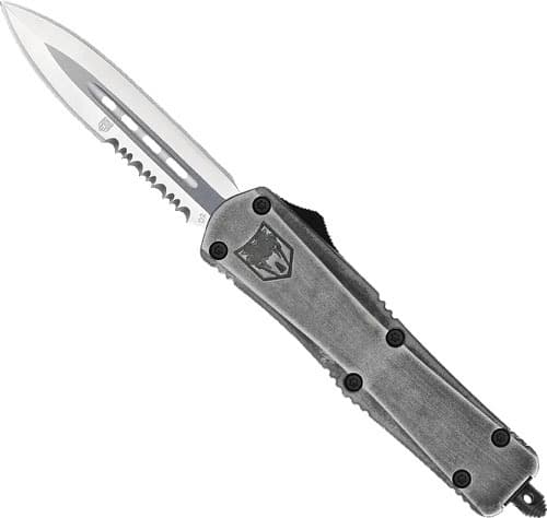 COBRATEC MEDIUM FS3 OTF  STONE WASH 3" D2 DAGGER 1 SIDE SRRTD