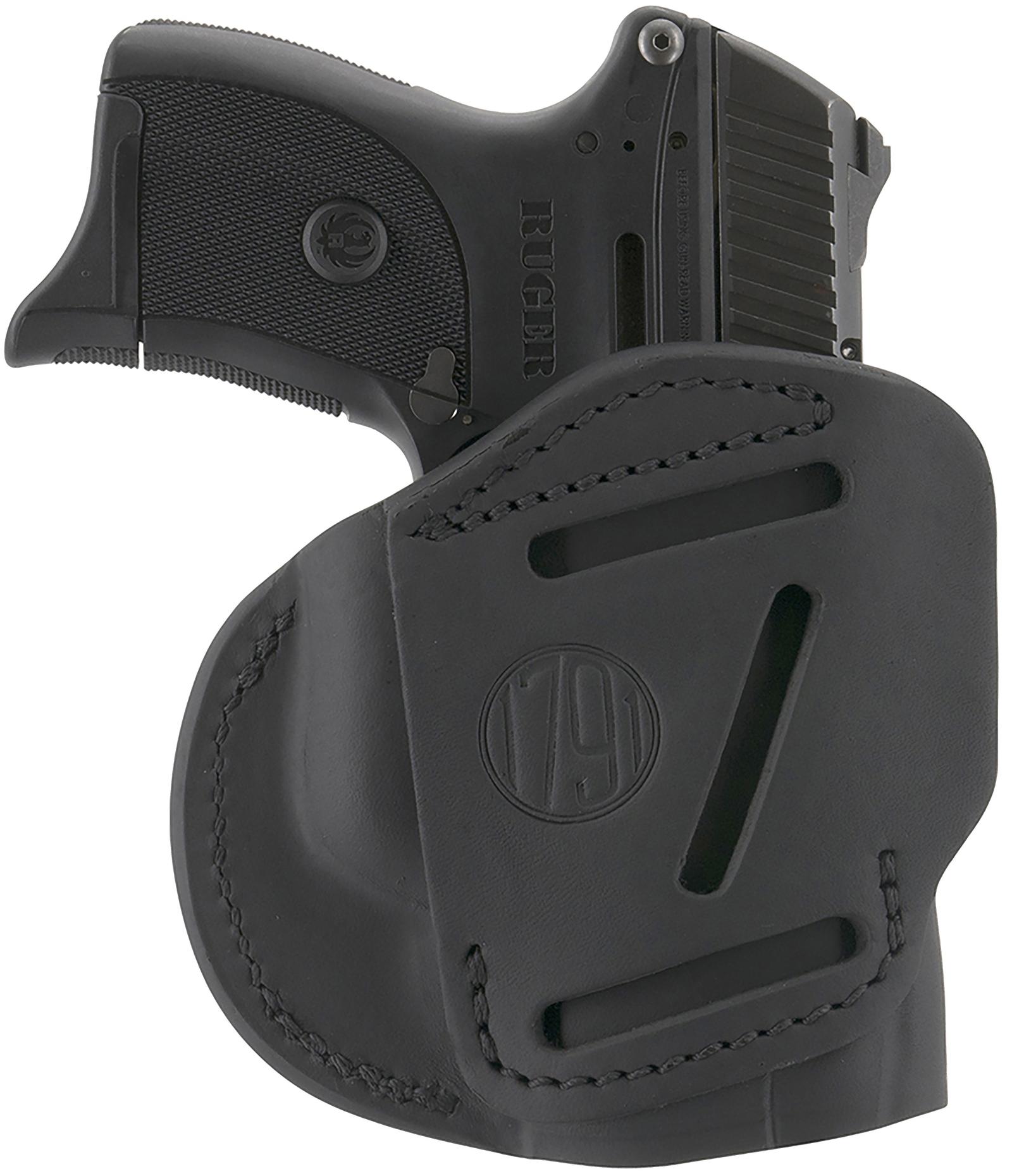 1791 Gunleather 4WH4SBLL 4-Way  IWB/OWB Size 04 Stealth Black Leather Belt Clip Compatible w/Glock 26/Springfield XD/XDS/S&W M&P Shield Plus Left Hand