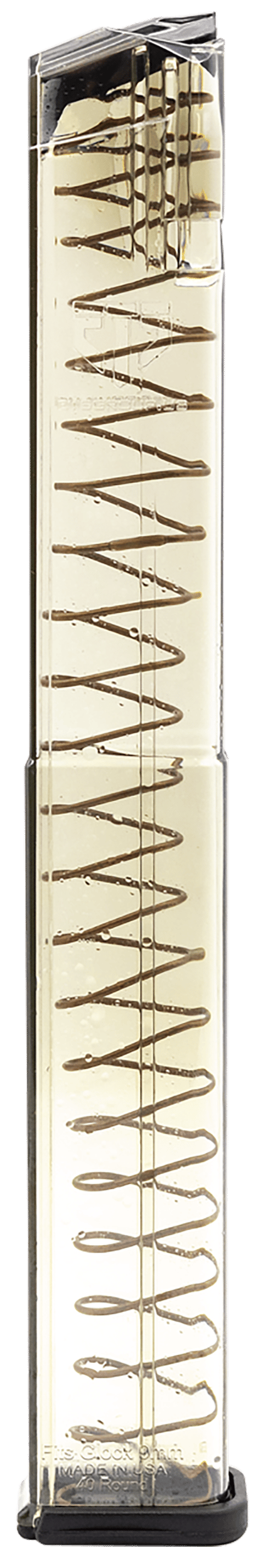 ETS Group GLK1840 Pistol Mags  40rd Extended 9mm Luger Compatible w/ Glock 17/18/19/26/34/45 Clear Polymer
