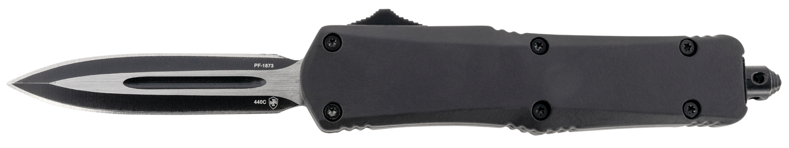 Templar Knife SBR131 Gen II  Small 2.69" OTF Dagger Plain Black Oxide Stonewashed 440C SS Blade, 4.31" Black Aluminum/Rubber Handle, Glass Breaker