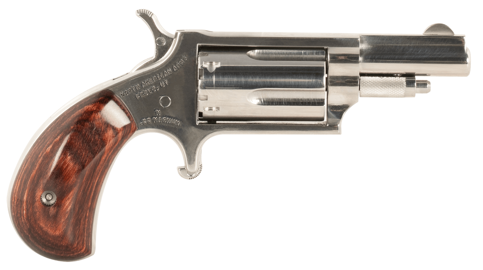 North American Arms 22MDLX LDLX 22 Mag 5 Shot 1.13" Polished Stainless Steel, Rosewood Grip, Exposed Hammer
