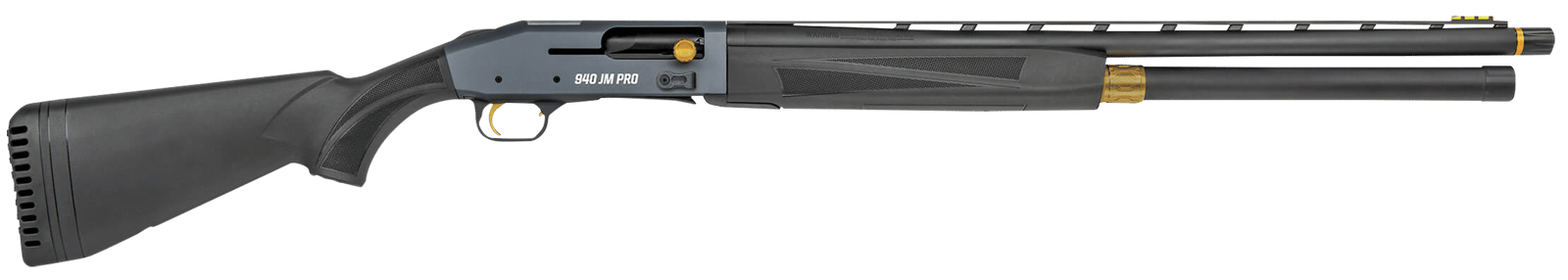 Mossberg 85144 940 JM Pro Full Size 12 Gauge Semi-Auto 3" 4+1 24" Matte Blued Vent Rib Barrel, Tungsten Gray Drilled & Tapped Stainless Steel Receiver, Adjustable Black Synthetic Stock, Right Hand