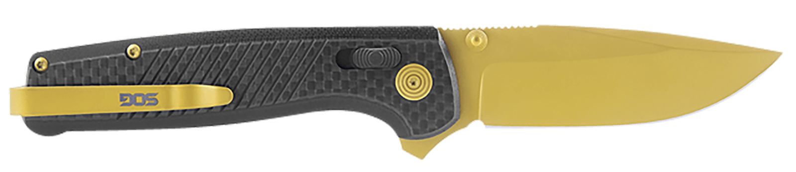 S.O.G SOGTM1033BX Terminus XR LTE 2.95" Folding Clip Point Plain Gold TiCN Cryo CPM S35VN Steel Blade Black G10/Carbon Fiber Handle Features Box Packaging Includes Pocket Clip