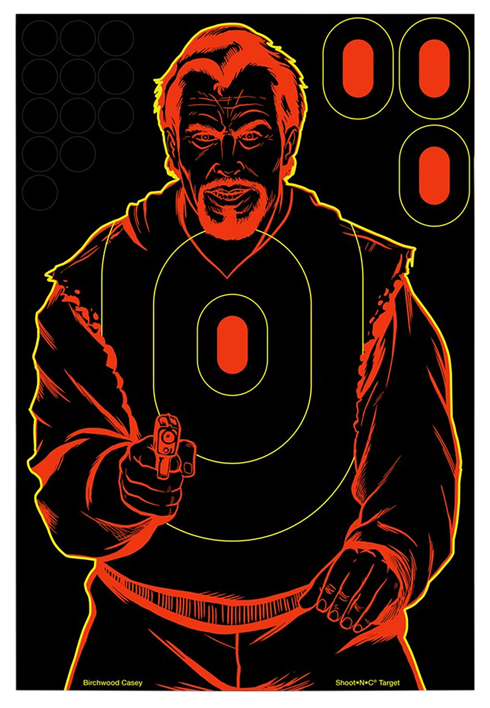 Birchwood Casey 34647 Shoot-N-C Reactive Target Self-Adhesive Paper Black/Red 12"x18" Bad Guy Silhouette 12 Pack