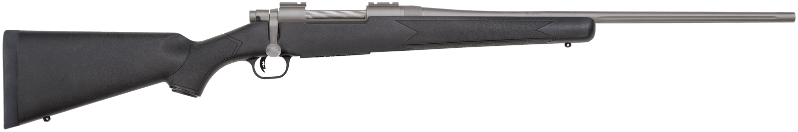 Mossberg 28009 Patriot  Full Size 270 Win 5+1 22" Stainless Cerakote Fluted Barrel, Stainless Cerakote Receiver Drilled & Tapped, Black Fixed Synthetic Stock, Right Hand