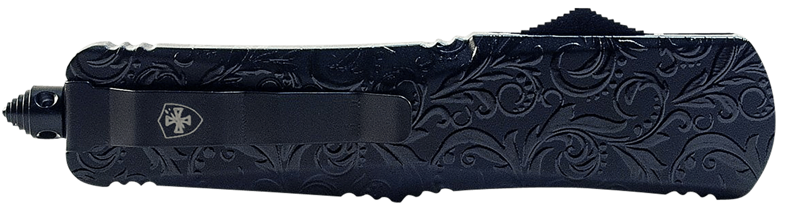 Templar Knife MMDG131 Gen II Maiden Gloss Slim 3.43" OTF Dagger Plain Black Oxide Stonewashed 440C SS Blade, 5.05" Black Gloss Aluminum Handle, Glass Breaker
