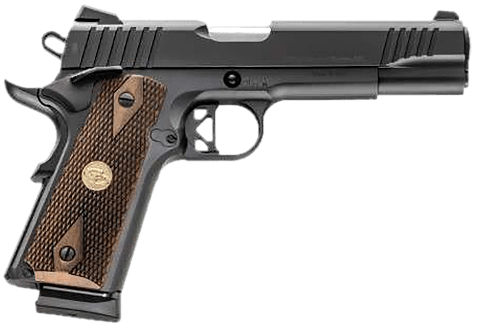 Charles Daly 440213 Superior  45 ACP 10+1 5" Stainless Steel Barrel, Black Serrated Steel Slide, Black Steel Frame w/Beavertail, Walnut Diamond Checkered Grip, ZeroTech Red Dot