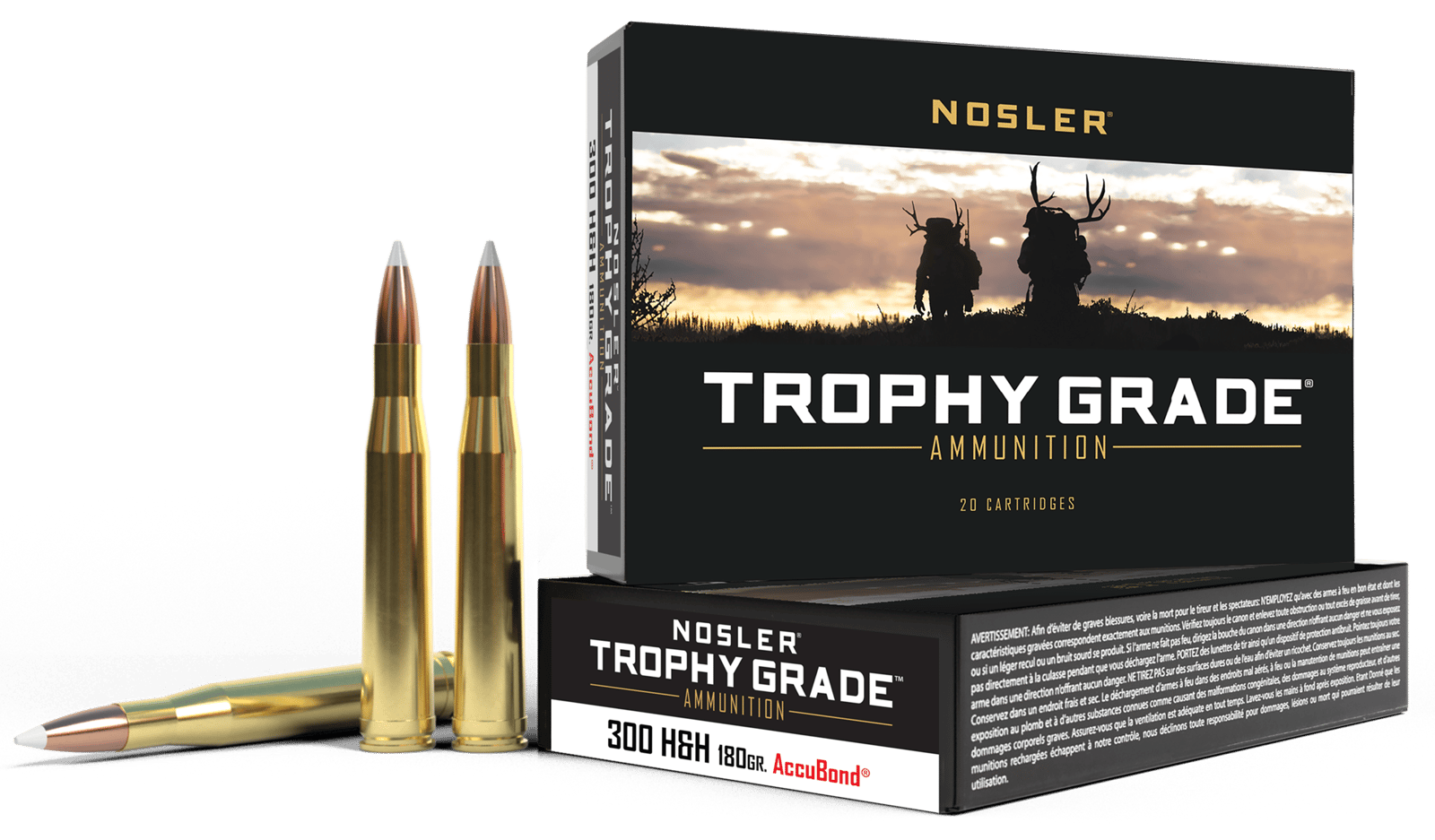 Nosler 60060 Trophy Grade  300H&HMag 180gr Nosler AccuBond 20 Per Box/10 Case