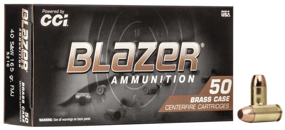 CCI 5210 Blazer Brass Handgun 40S&W 165gr Full Metal Jacket 50 Per Box/20 Case