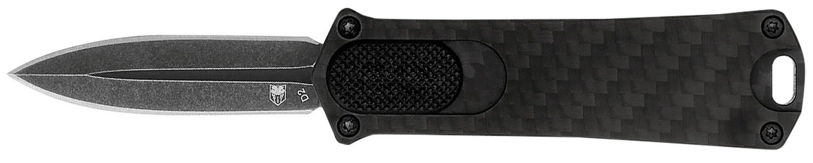 CobraTec Knives 952BLKDAGNS 952  1.75" OTF Dagger Plain Stonewashed D2 Steel Blade, 3" Black Anodized Aluminum Handle