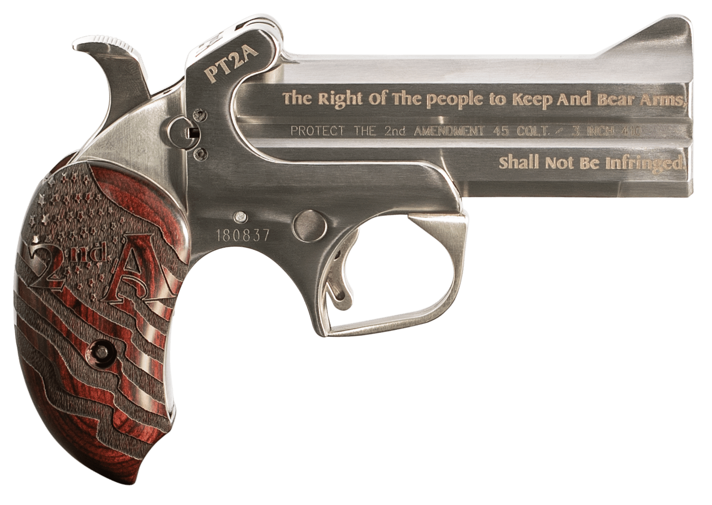 Bond Arms PT2A Protect the 2nd Amendment Original 45 Colt/410 Gauge 2rd Shot 4.25" Rosewood Grips Right Hand