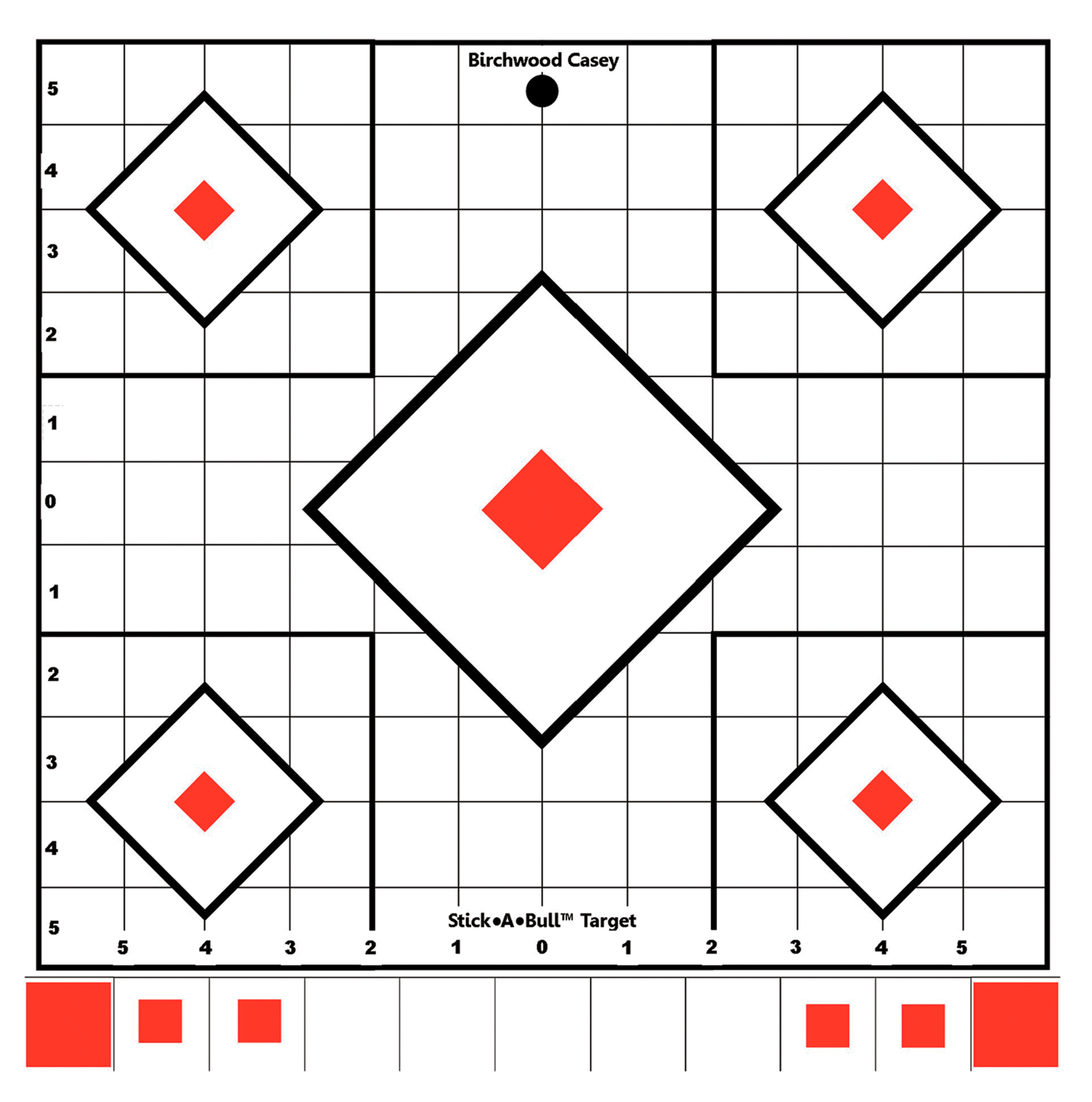Birchwood Casey 33922 Stick-A-Bull Sight-In Self-Adhesive Paper White/Red 12" 5-Diamond 5 Pack