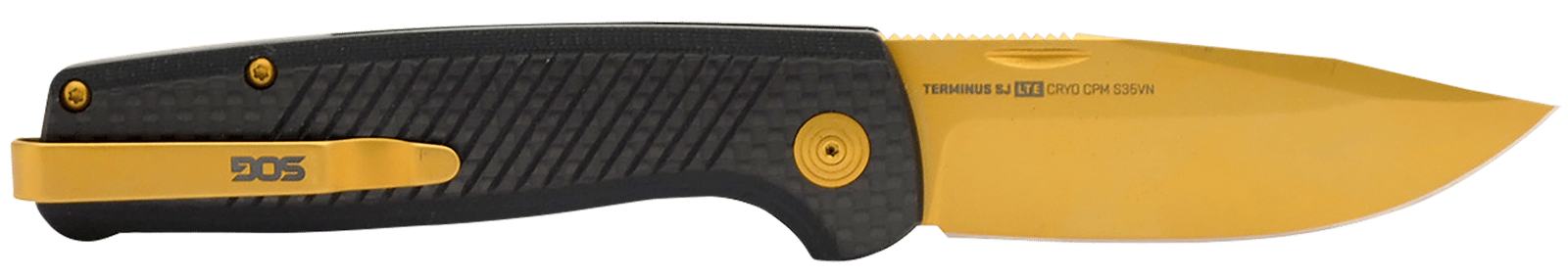 S.O.G SOGTM1007BX Terminus SJ LTE 2.90" Folding Plain Gold TiNi S35VN SS Blade, Graphite Textured G10 Handle