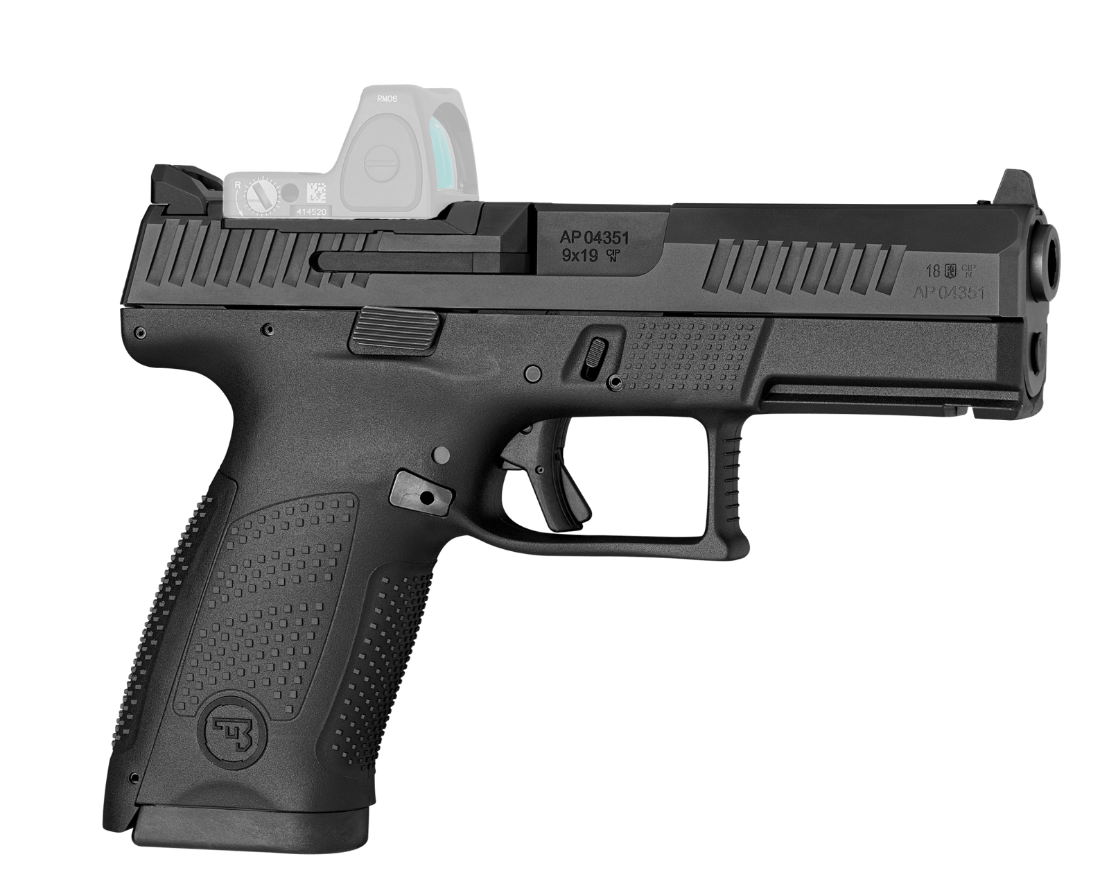 CZ-USA 01536 P-10 C  Compact Frame 9mm Luger 10+1 4.02" Black Carbon Steel Barrel, Black Nitride Optic Ready/Serrated Steel Slide, Black Polymer Frame w/Picatinny Rail, Interchangeable Backstrap Grip