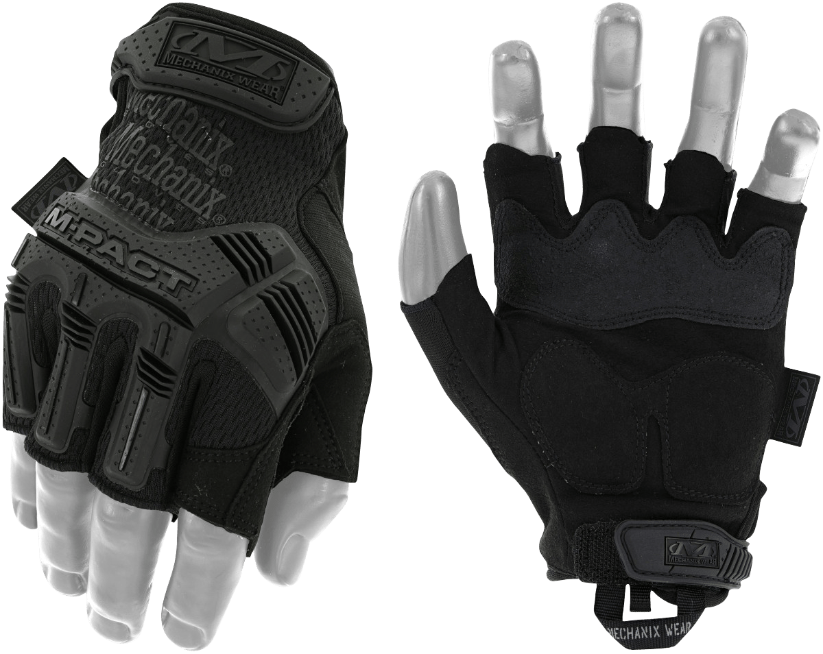 Mechanix Wear MFL55010 M-Pact Covert Black Fingerless Synthetic Leather Large TPR Closure