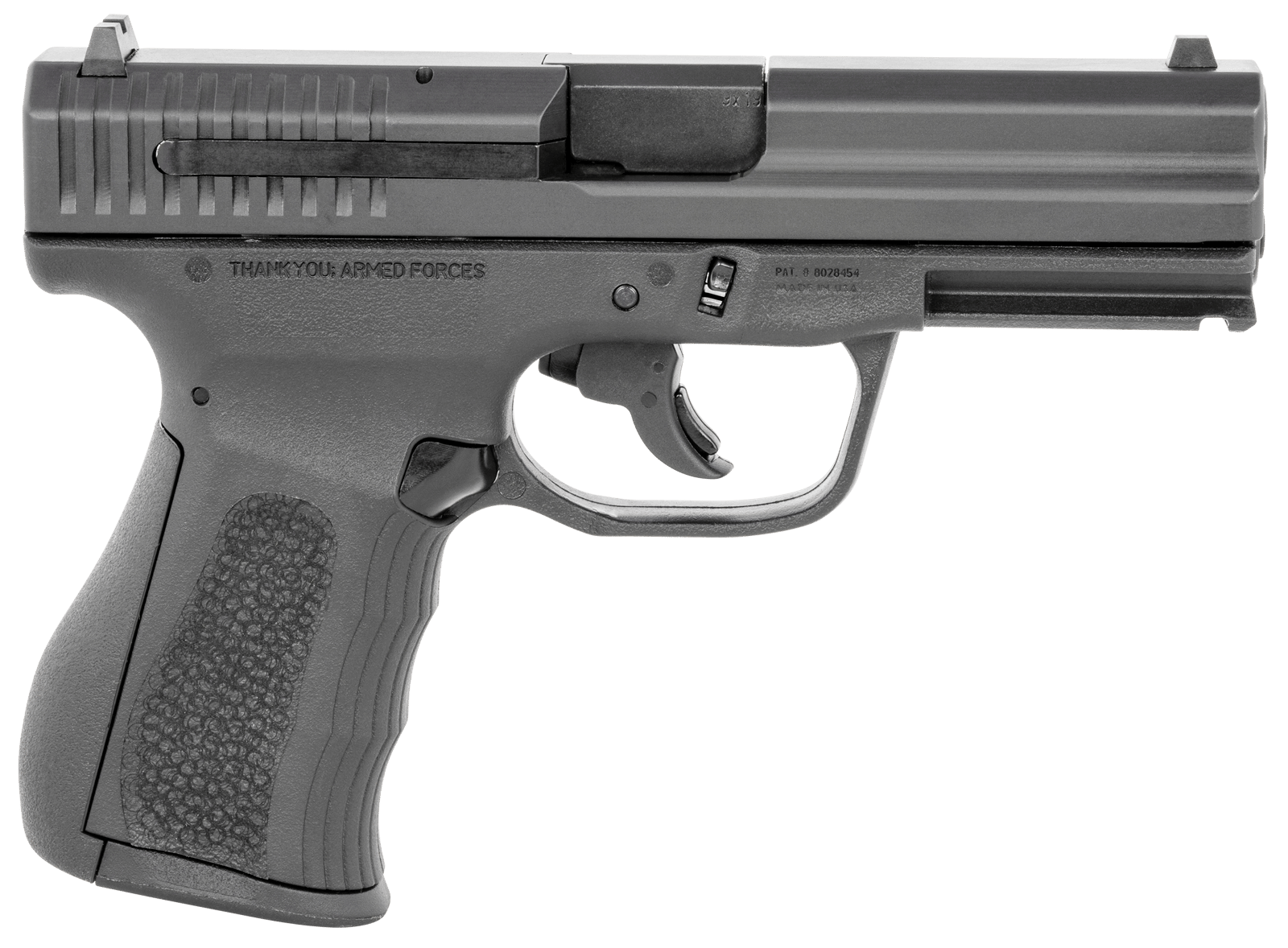 FMK G9C1G2BSSCM 9C1 G2 *CA/MA Compliant 9mm Luger 10+1 4" Black Stainless Steel Barrel, Black Serrated Carbon Steel Slide, Black Polymer Frame w/Picatinny Rail, Black Backstrap Grip