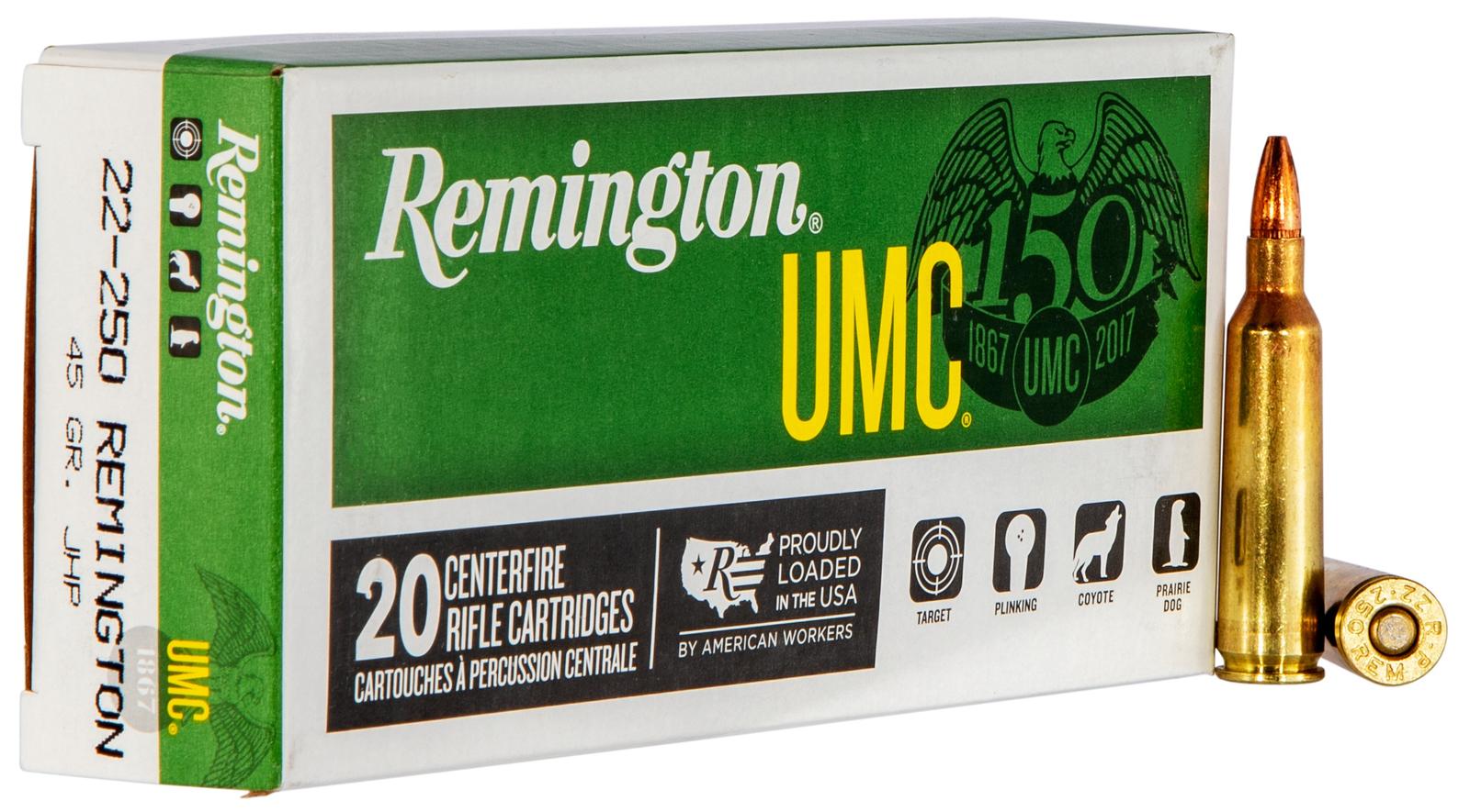 Remington Ammunition 23750 UMC  22-250Rem 45gr Jacketed Hollow Point 20 Per Box/10 Case