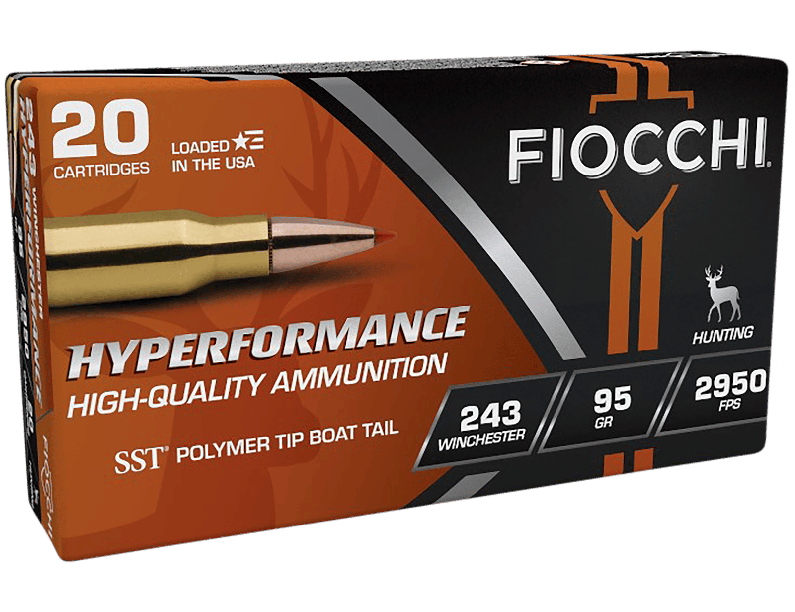 Fiocchi 243HSB Hyperformance  243Win 95gr Super Shock Tip 20 Per Box/10 Case