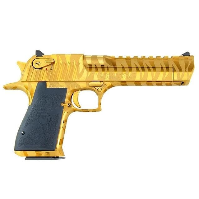 Desert Eagle Mark XIX Gold  W/Tiger Stripes Handgun .50 AE 7rd Magazines(2) 6" Barrel Titanium Gold Finish- Blemished