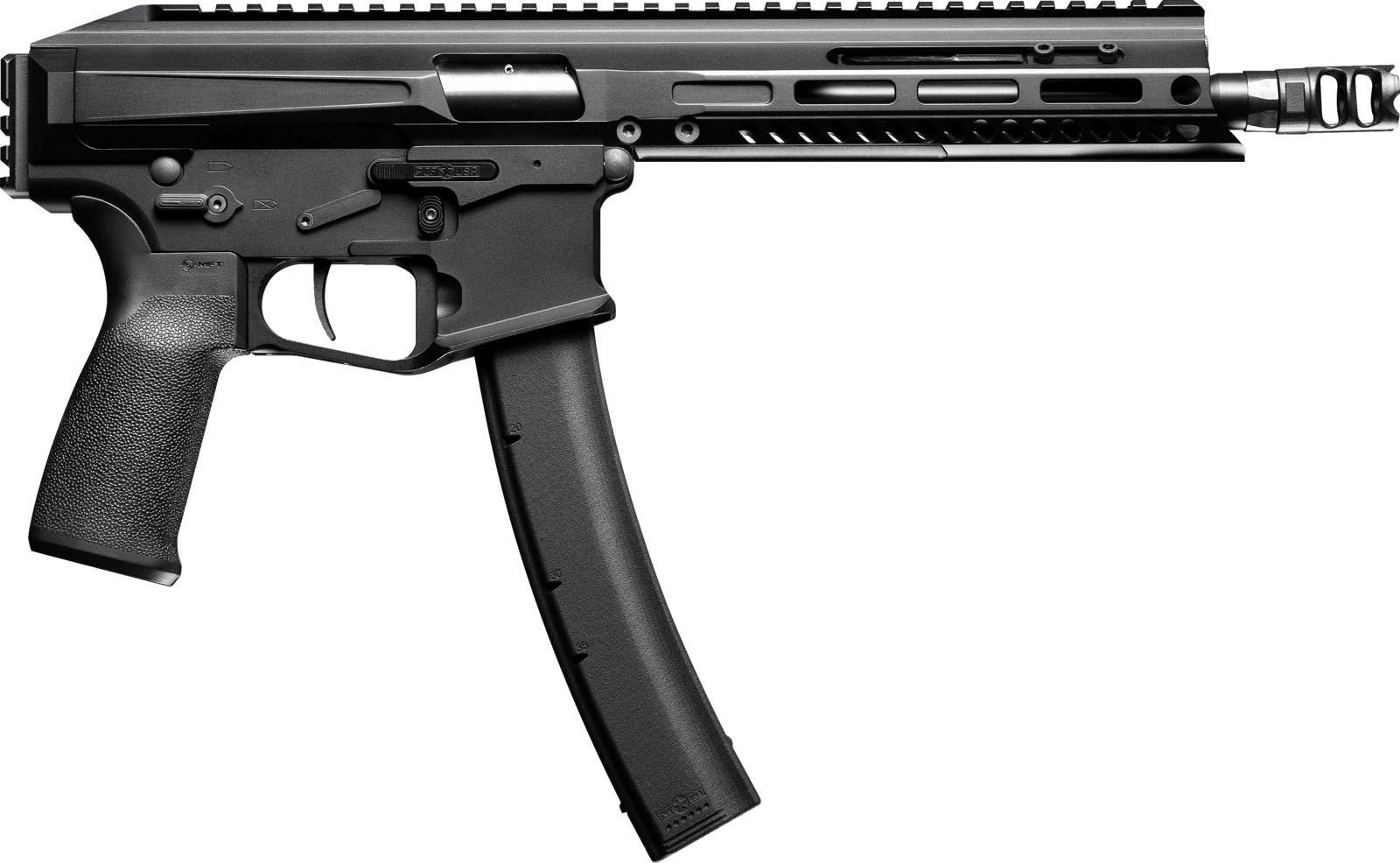 Patriot Ordnance Factory 02542 Phoenix  9mm Luger 35+1 8.50" 8" Black Threaded Barrel, Black Anodized Aluminum Receiver w/Picatinny Rail, M-LOK Handguard MFT Grip, Rear Picatinny Rail, Ambidextrous