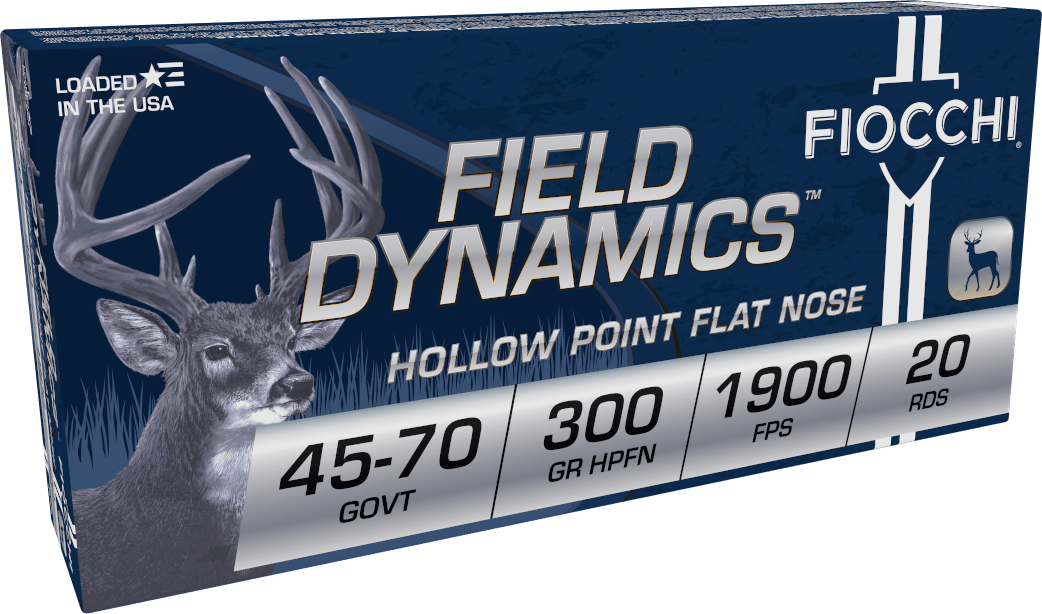 Fiocchi 4570B Field Dynamics  45-70Gov 300gr Hollow Point Flat Nose 20 Per Box/10 Case