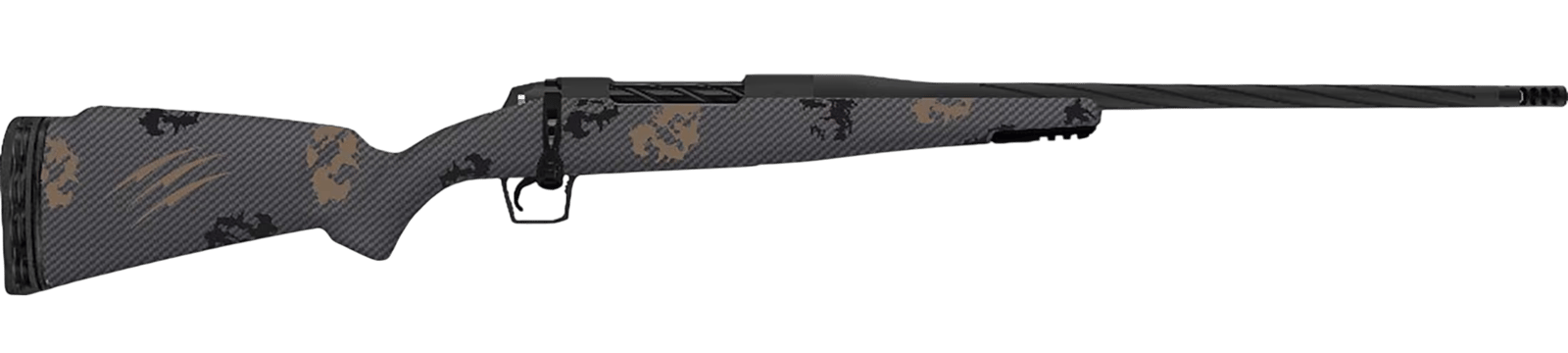 Fierce Firearms TWTROG7PRC24BS Twisted Rogue 7mm PRC 24" Armour Lube Black Steel Threaded Barrel, Drilled & Tapped Steel Receiver, LR Negative Comb Sonora Ambush Camo Carbon Fiber Stock